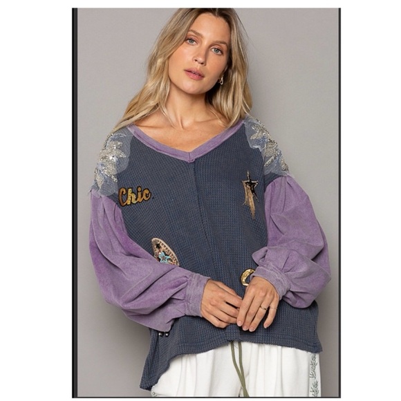 POL Glam Embroidered Patchwork Sweater - Picture 4 of 6